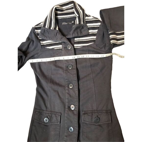 Prana Rowen Coat Knit Woven Button Up Pockets Long Jacket Gray XS - Picture 12 of 14